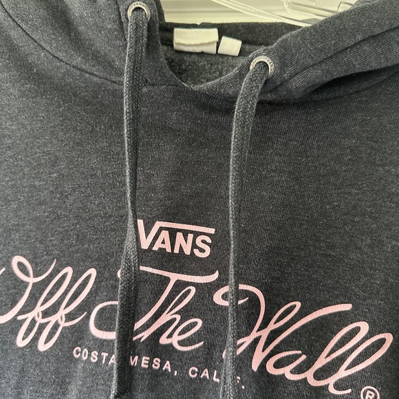 Vans Women's Dark Gray Hoodie with Pink Graphic - Picture 5 of 7